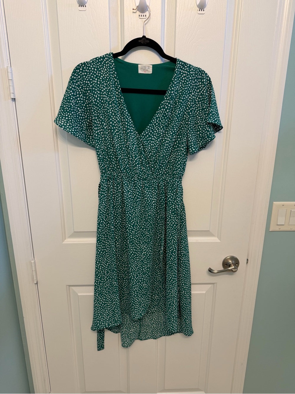Sienna Sky Emerald Green Dot Wrap Dress